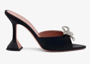 Amina Muaddi Black Satin Embellished Mules 2