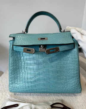 Hermes Bleu St Cyr Matte Croc Kelly 28 2
