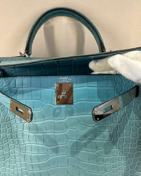 Hermes Bleu St Cyr Matte Croc Kelly 28 7