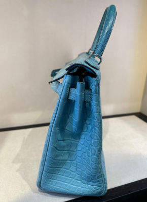 Hermes Bleu St Cyr Matte Croc Kelly 28 10