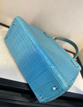 Hermes Bleu St Cyr Matte Croc Kelly 28 5