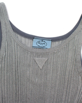 Prada Silver Lurex Plisse Gown 5