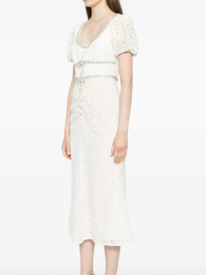 Self Portrait  Diamanté Trim Lace Midi Dress 2