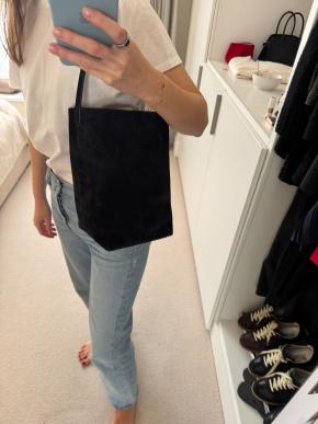 The Row Black Suede Medium N/S Park Tote 4