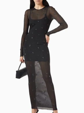 Alexander Wang Engineered Trapped Gem Dress in Sheer-Jersey 4