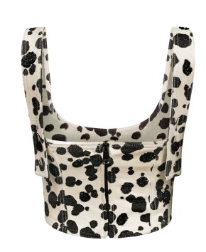 Area Dalmatian-Print Denim Corset Top 6