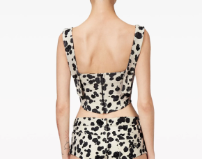 Area Dalmatian-Print Denim Corset Top 4