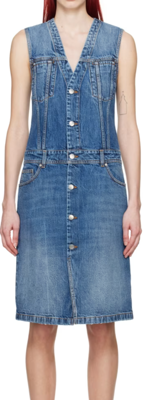 Stella McCartney Blue Paneled Denim Midi Dress 4
