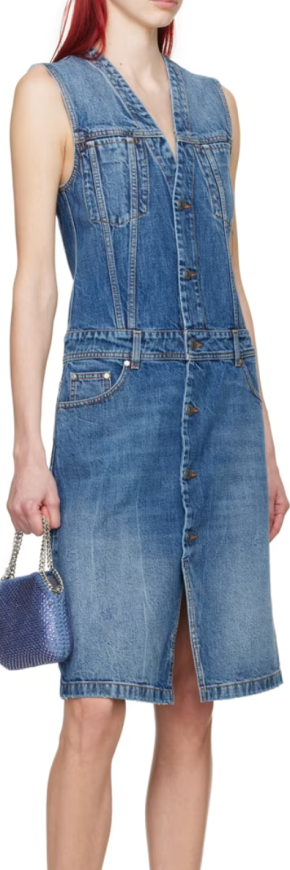 Stella McCartney Blue Paneled Denim Midi Dress 5