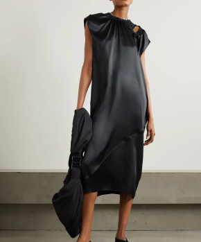 Simone Rocha Tie-Detailed Ruched Silk-Satin Midi Dress 5