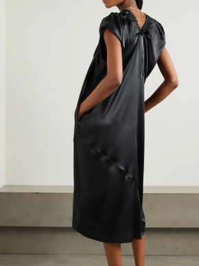 Simone Rocha Tie-Detailed Ruched Silk-Satin Midi Dress 2