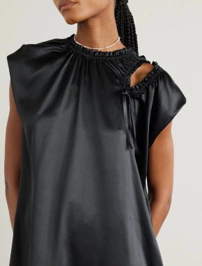 Simone Rocha Tie-Detailed Ruched Silk-Satin Midi Dress 4