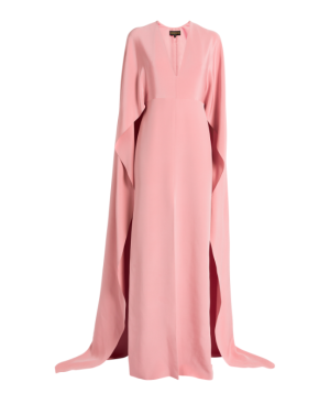 Koltson Silk Crepe Column Gown with Cape Back 5