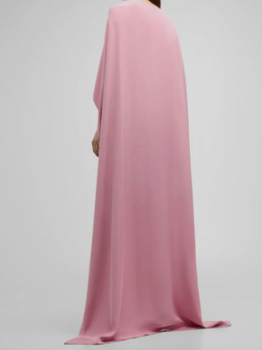 Koltson Silk Crepe Column Gown with Cape Back 2