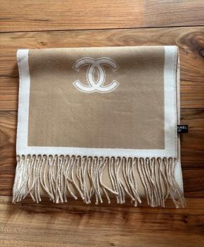 Chanel Camel Wool Fringed Scarf 3