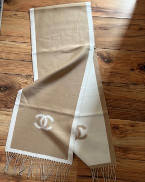Chanel Camel Wool Fringed Scarf 2