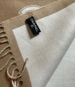 Chanel Camel Wool Fringed Scarf 7