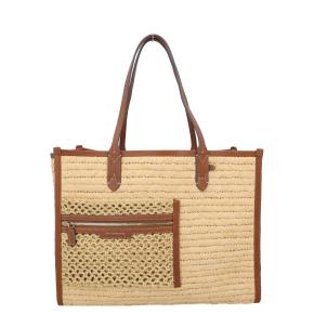 Anya Hindmarch Pocket Leather-Trimmed Raffia Tote 10
