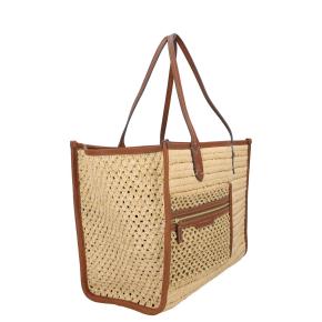 Anya Hindmarch Pocket Leather-Trimmed Raffia Tote 5