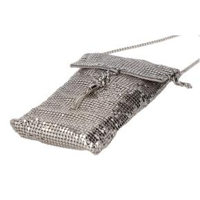 Jimmy Choo Metallic-Effect Mesh Soft Phone Holder 10x17 cms 10