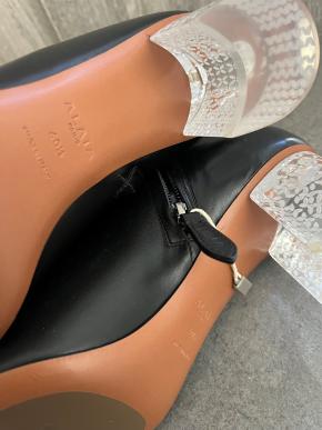 Alaia Black Leather Perspex Heeled Ankle Boots 6