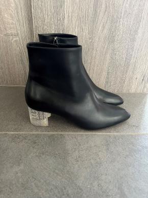 Alaia Black Leather Perspex Heeled Ankle Boots 4