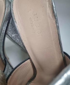 Gucci Silver Heeled Mules 9