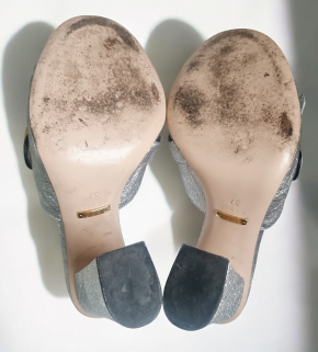 Gucci Silver Heeled Mules 11
