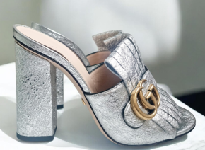 Gucci Silver Heeled Mules 3