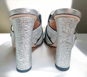 Gucci Silver Heeled Mules 5