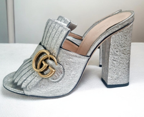 Gucci Silver Heeled Mules 6