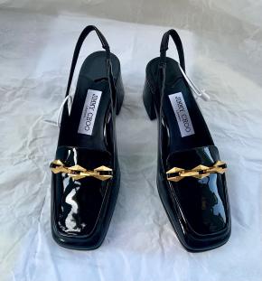 Jimmy Choo Black Patent Slingback Sandals 9