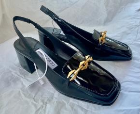 Jimmy Choo Black Patent Slingback Sandals 10