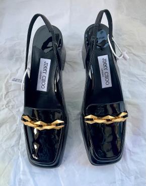 Jimmy Choo Black Patent Slingback Sandals 11
