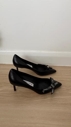 Jimmy Choo Black Leather Kitten Heel Pumps 2