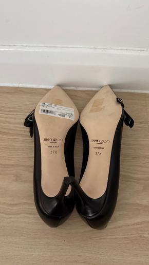 Jimmy Choo Black Leather Kitten Heel Pumps 6