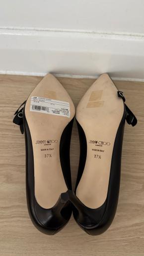 Jimmy Choo Black Leather Kitten Heel Pumps 24