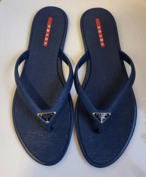 Prada Navy Rubber Thong Flats 2