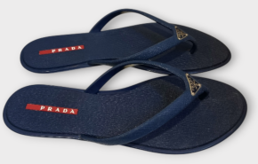 Prada Navy Rubber Thong Flats 5