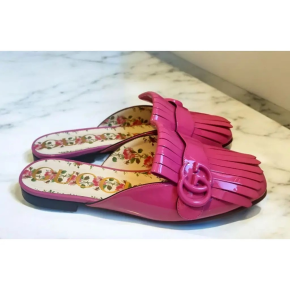 Gucci Pink Patent Marmont Flats 5