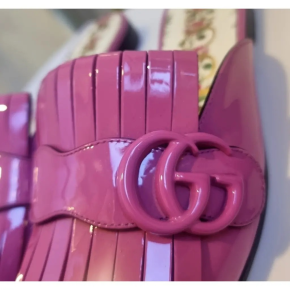 Gucci Pink Patent Marmont Flats 4
