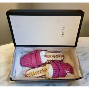 Gucci Pink Patent Marmont Flats 8