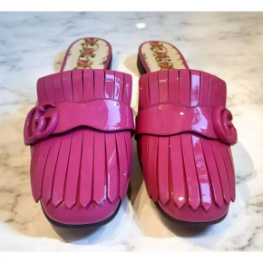 Gucci Pink Patent Marmont Flats 2