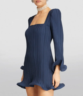 Rowen Rose Georgette Pleated Mini Dress 3