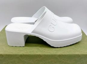 Gucci White Rubber Mules 4
