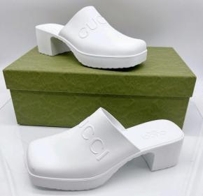 Gucci White Rubber Mules 3
