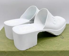 Gucci White Rubber Mules 8