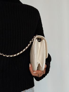 Chanel Cream Quilted Leather Shoulder Bag 3