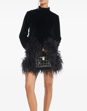 Taller Marmo Gina Feather-Trim Minidress 2