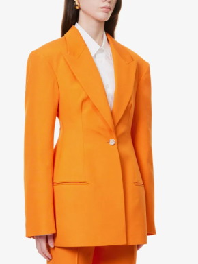 Stella McCartney Peak-Lapel Padded-Shoulder Woven Blazer 3